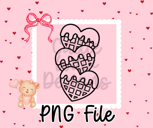 Stacked Waffle Hearts PNG • Drippy Valentine Waffle Clipart • CWD Thick Outline Design