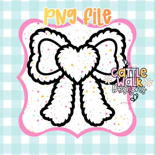 Fluffy Christmas Bow PNG | Fuzzy Bow Outline | Holiday PNG | Digital Download | Freshie PNG | Sublimation Design