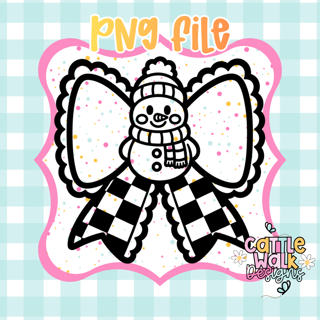 Cute Snowman Bow PNG | Christmas Bow Sublimation Design | Winter Bow PNG | Kawaii Holiday Digital Download