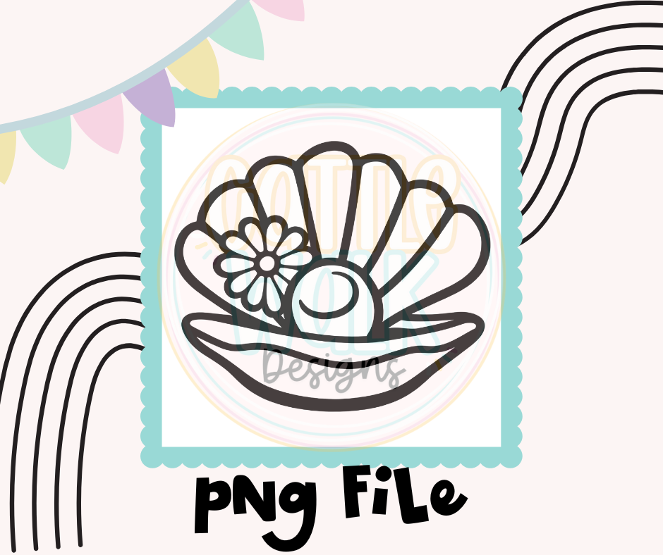 Pearl Shell Flower PNG | Cute Coastal Spring Design | Digital Download