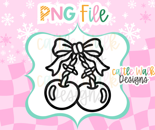 Cherries with Bow PNG | Girly Cherry PNG | Coquette Cherries PNG | Cute Freshie Mold Design | Digital Download