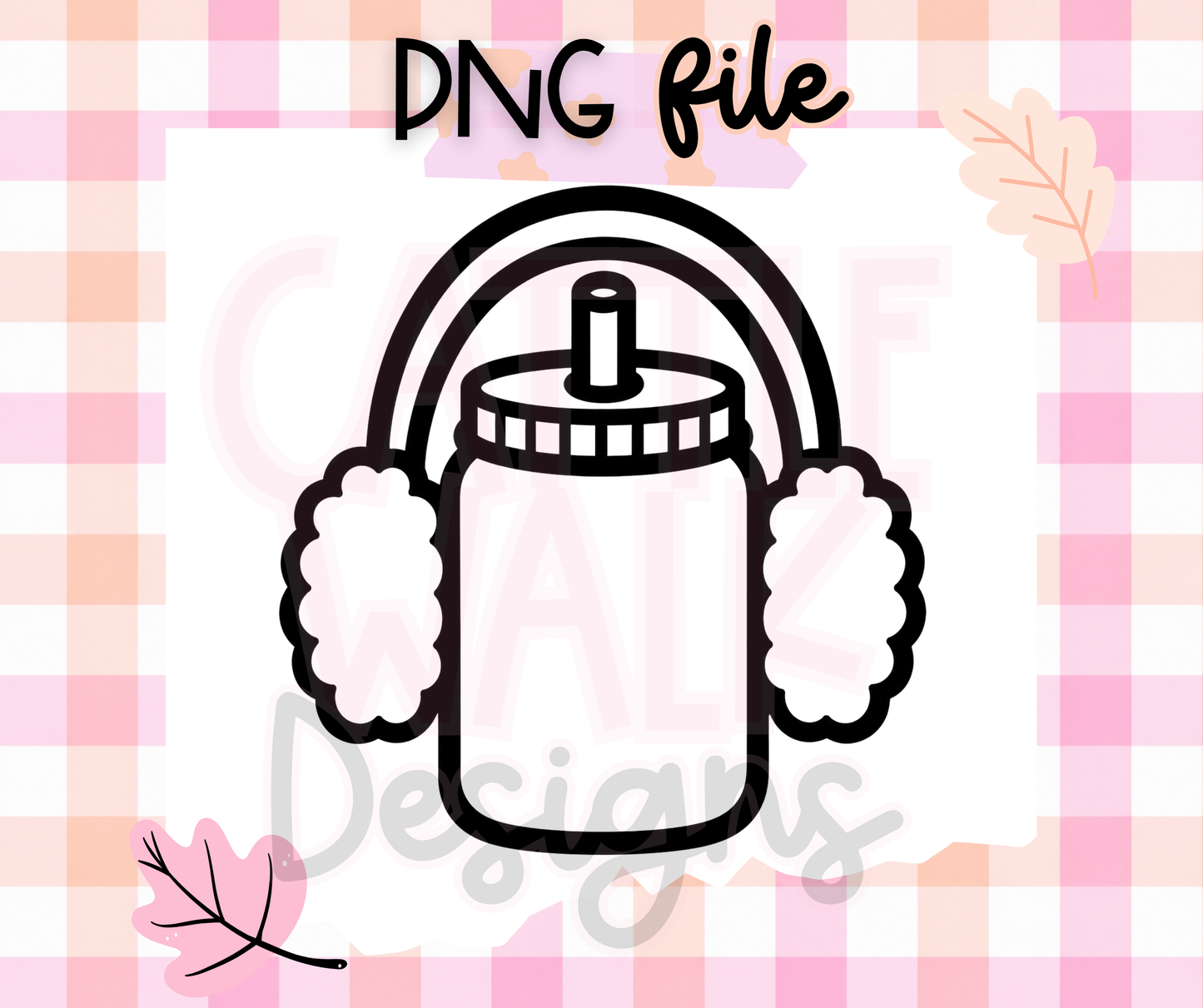 Glass Can Cup Earmuffs PNG | Cozy Winter Tumbler Digital Download