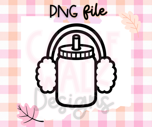 Glass Can Cup Earmuffs PNG | Cozy Winter Tumbler Digital Download