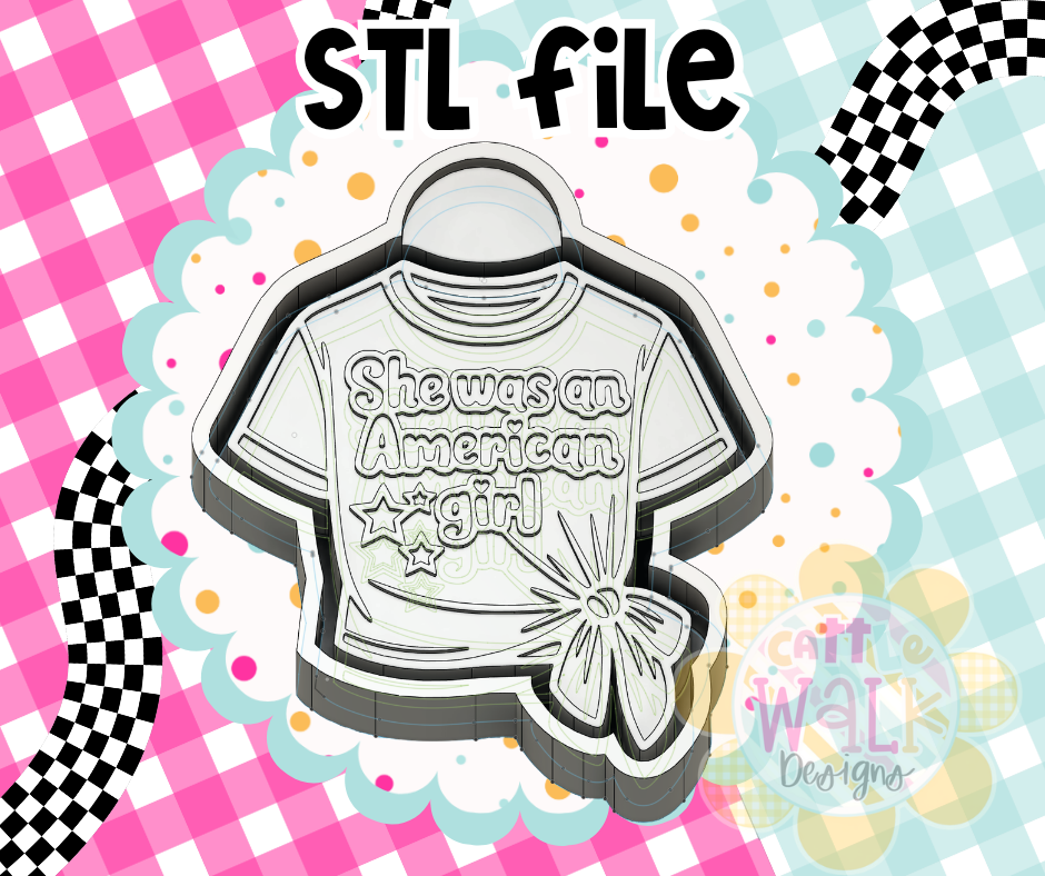 She Was an American Girl STL File | Patriotic Freshie Mold Design