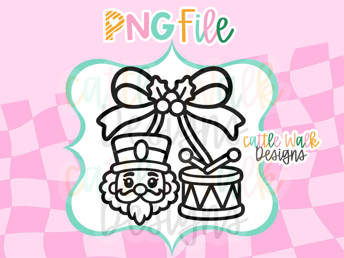 Nutcracker & Drum Bow PNG | Christmas Freshie Design | Holiday PNG