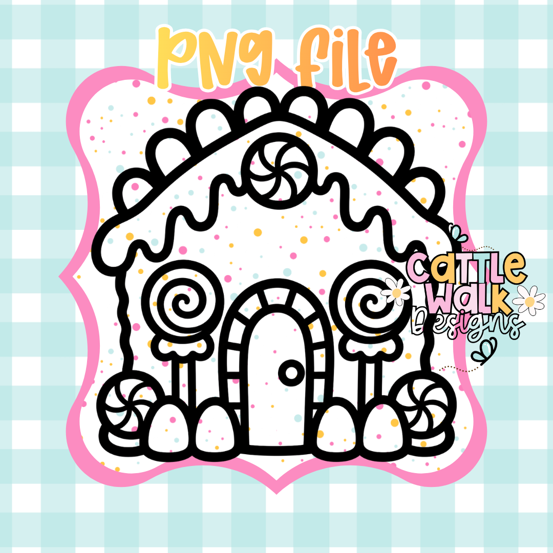 Candy Gingerbread House PNG | Cute Christmas Gingerbread House | Digital Download | Freshie PNG | Sublimation Design