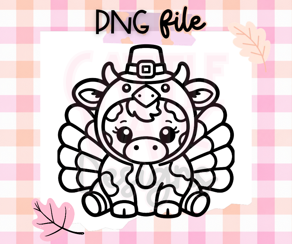 Baby Cow Turkey Costume PNG | Cute Thanksgiving Digital Download
