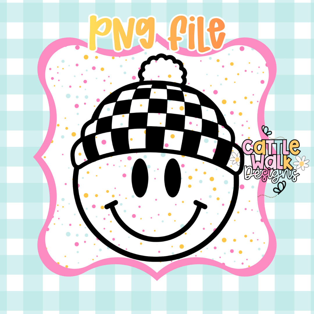 Retro Checkered Smiley PNG Design