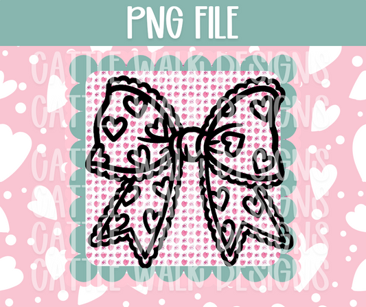 Heart Lace Bow PNG – Retro Coquette Valentine Clipart for Freshies, Crafts & Sublimation
