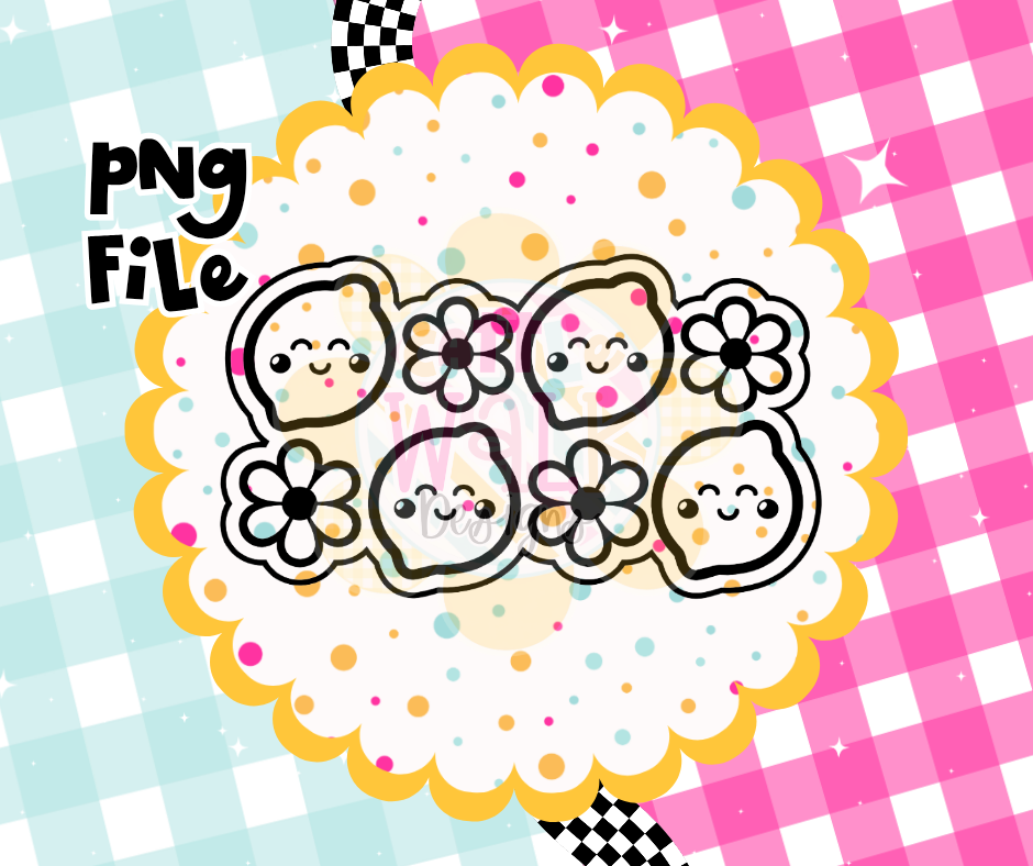 Cute Lemon & Daisy Wax Melt PNG Outline Set | Bold Mold-Friendly Designs