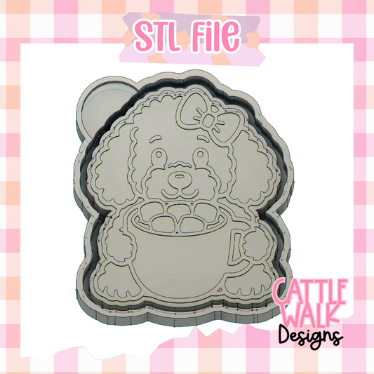 Goldendoodle with Hot Cocoa Freshie Mold STL File | Digital Download
