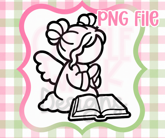 Praying Angel with Open Bible PNG | Christian Christmas Digital Download for Freshies & Crafts