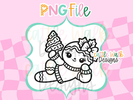 Gingerbread Girl Baking PNG | Christmas Baker Freshie Design | Holiday PNG