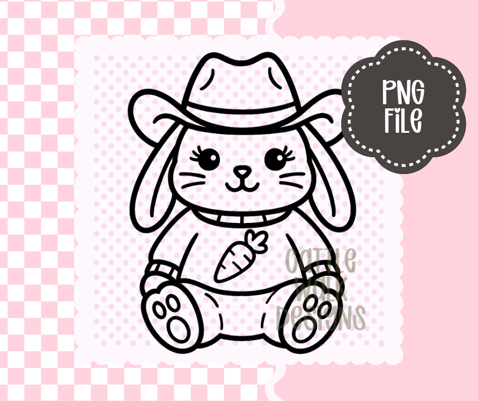 Cowboy Bunny with Carrot Sweater – Cute Easter PNG | Cattle Walk Designs