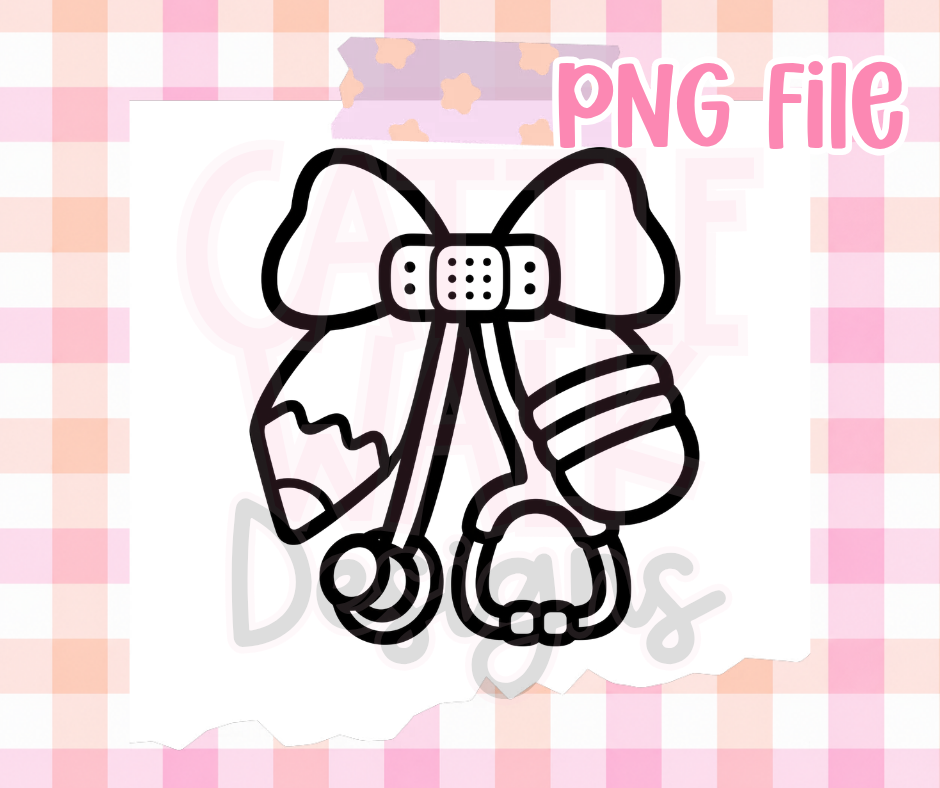 School Nurse PNG | Pencil Bow Stethoscope PNG | Nurse Back to School Digital Download
