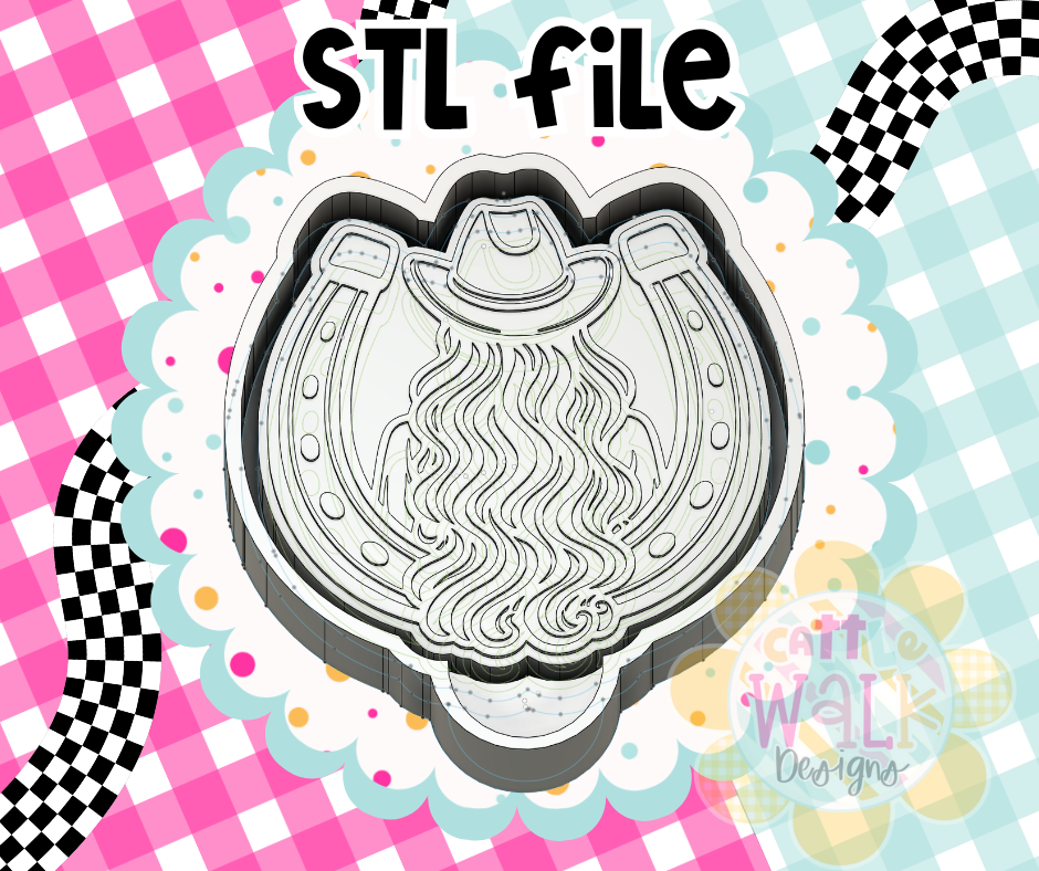 Cowgirl Horseshoe STL File | Western Freshie Mold Design