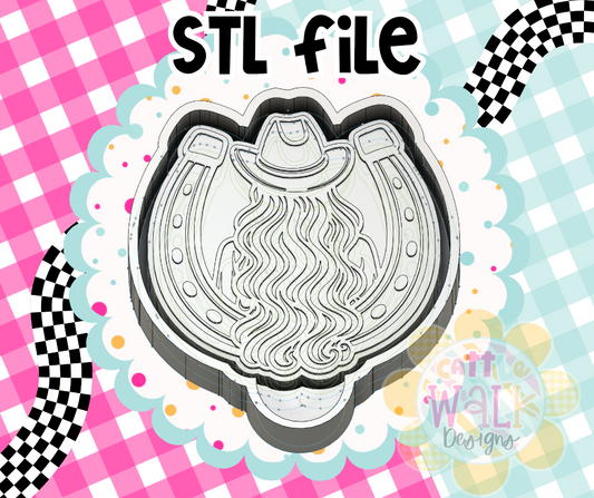 Cowgirl Horseshoe STL File | Western Freshie Mold Design