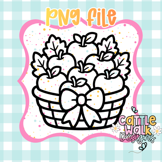 Apple Basket PNG | Cute Fall Apple Basket Sublimation Design | Digital Download