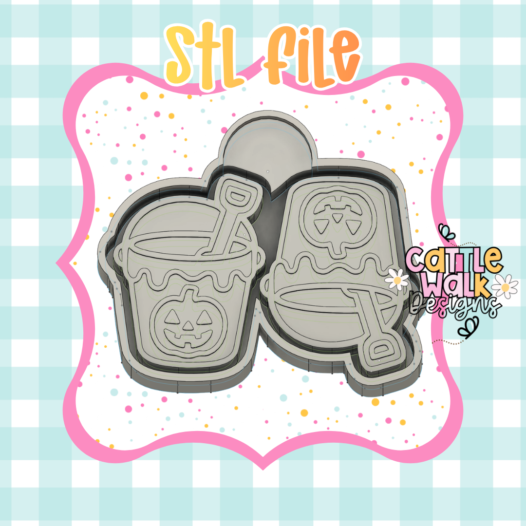 🎃🏖️ Pumpkin Summerween Beach Buckets Vent Clip STL Mold Housing | Freshie Vent Clip STL File | Digital Download