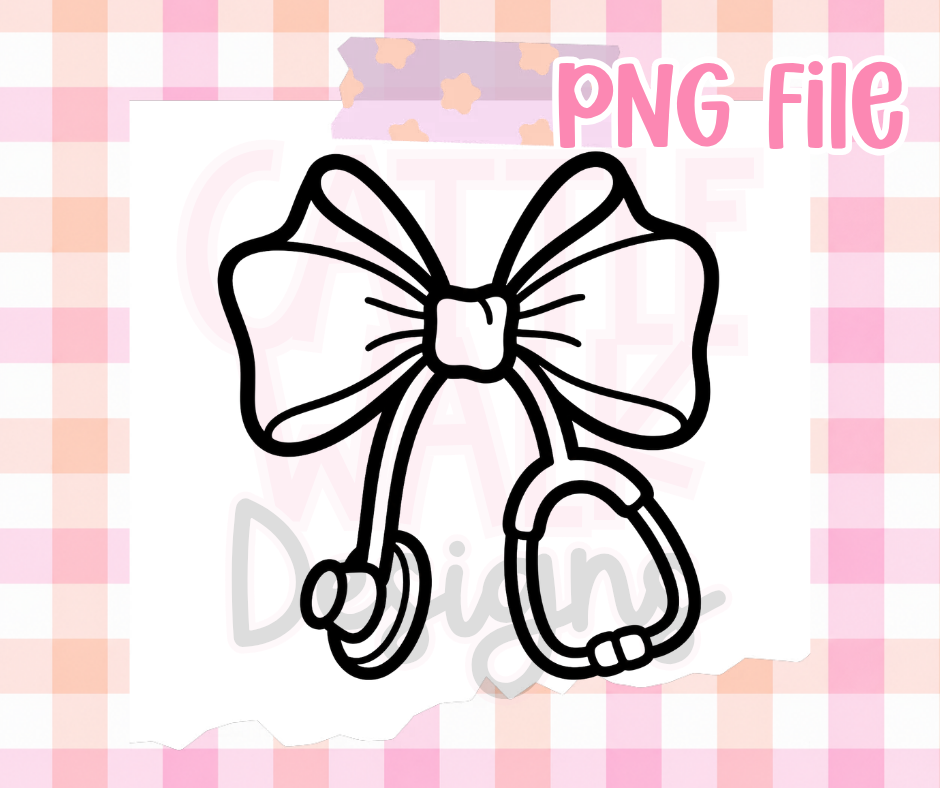 Nurse Stethoscope Bow PNG | Medical Bow PNG | Healthcare Digital Download