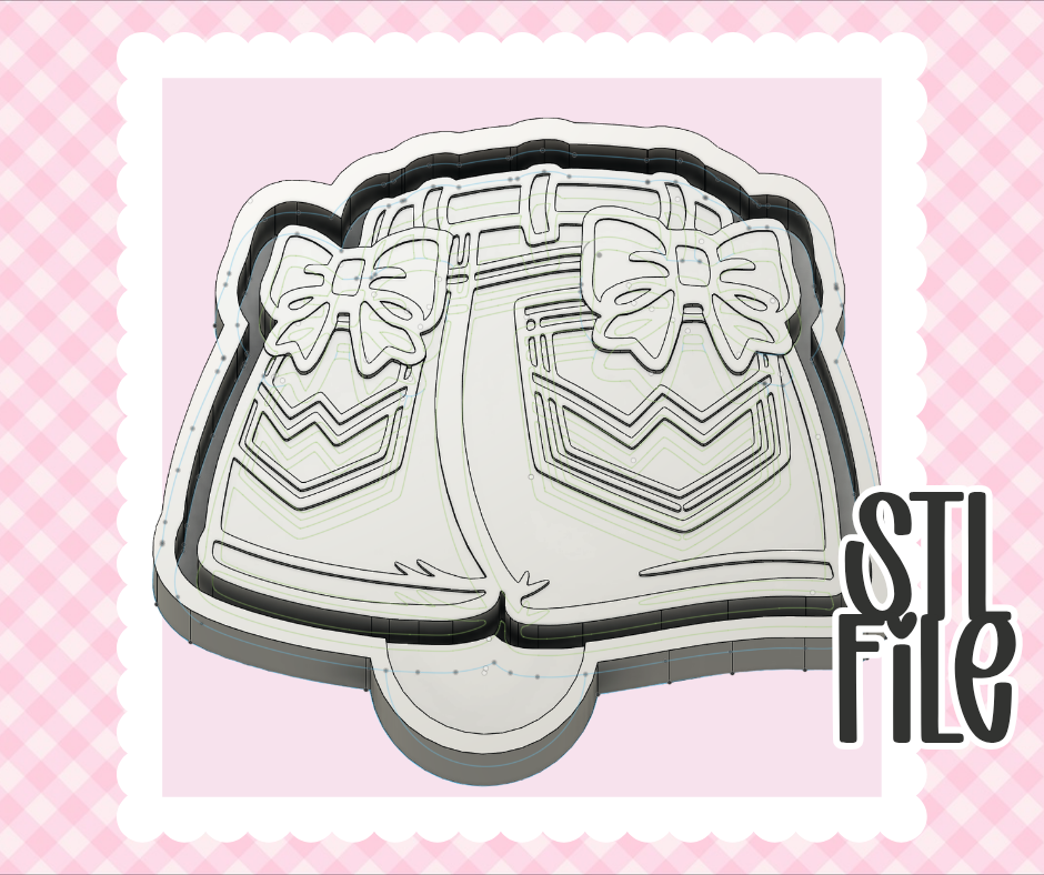 Western Bow Pocket Shorts STL File | Chunky Bold Mold-Ready 3D Print | Freshie & Craft Mold Design