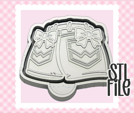 Western Bow Pocket Shorts STL File | Chunky Bold Mold-Ready 3D Print | Freshie & Craft Mold Design