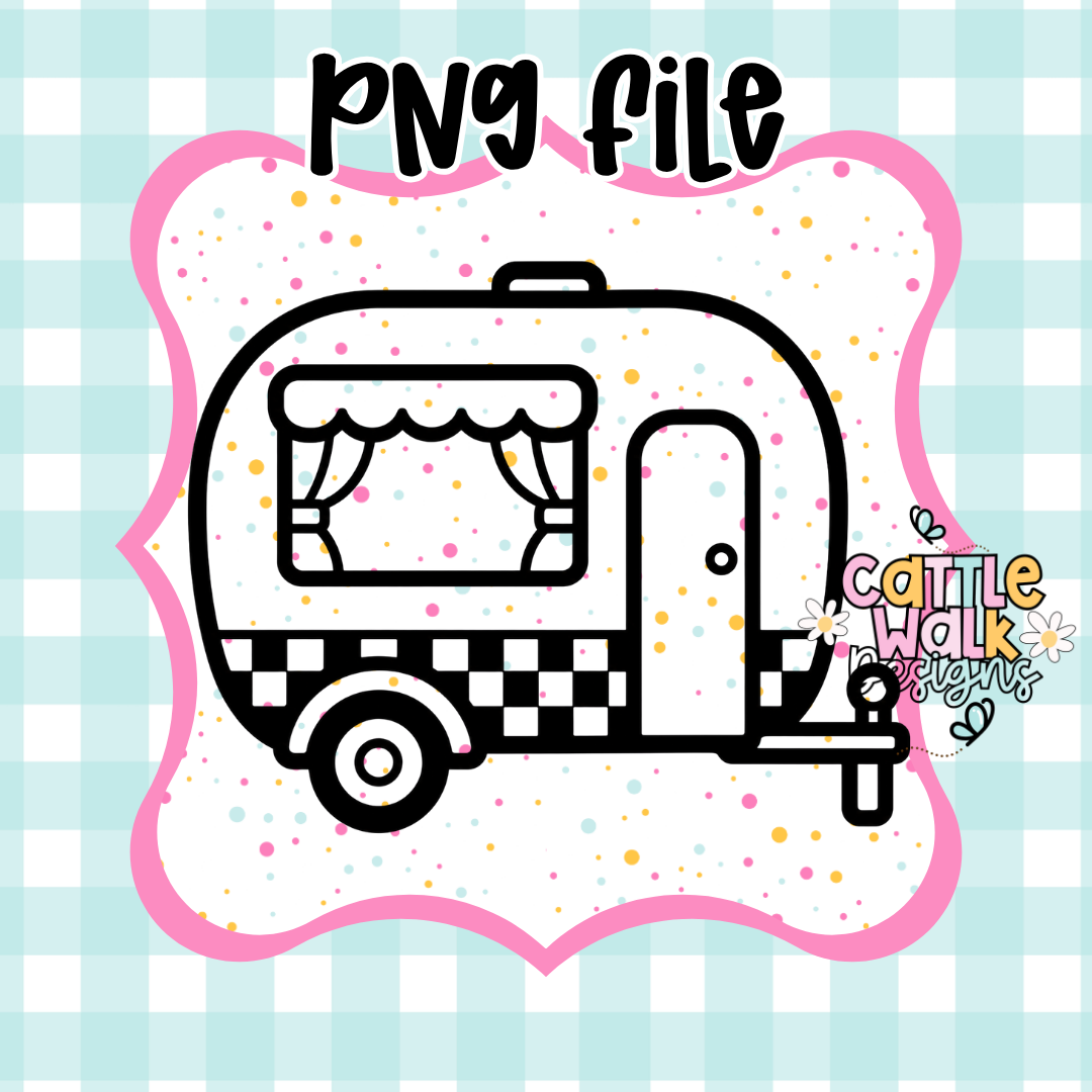 Checkered Camper PNG | Retro RV Digital Download
