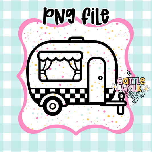 Checkered Camper PNG | Retro RV Digital Download