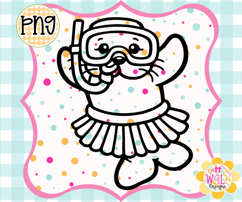 Snorkel Seal PNG | Tropical Beach Seal Design | Bold Outline Freshie Digital Download