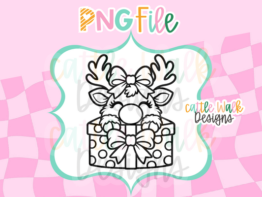 Reindeer in Present PNG | Cute Christmas Reindeer Freshie Design | Holiday PNG