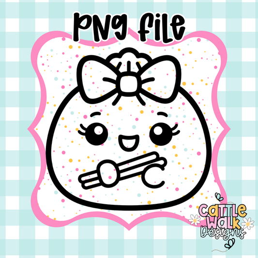 Kawaii Dumpling PNG File | Cute Bow Dumpling Design | CWD-Style Freshie PNG