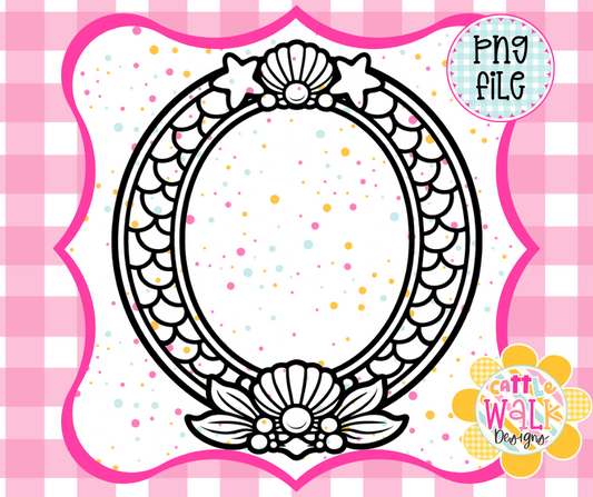 Mermaid Frame PNG | Seashell Mermaid Monogram Frame | Ocean Theme Sublimation Frame | Mermaid Scales Frame | Instant Download