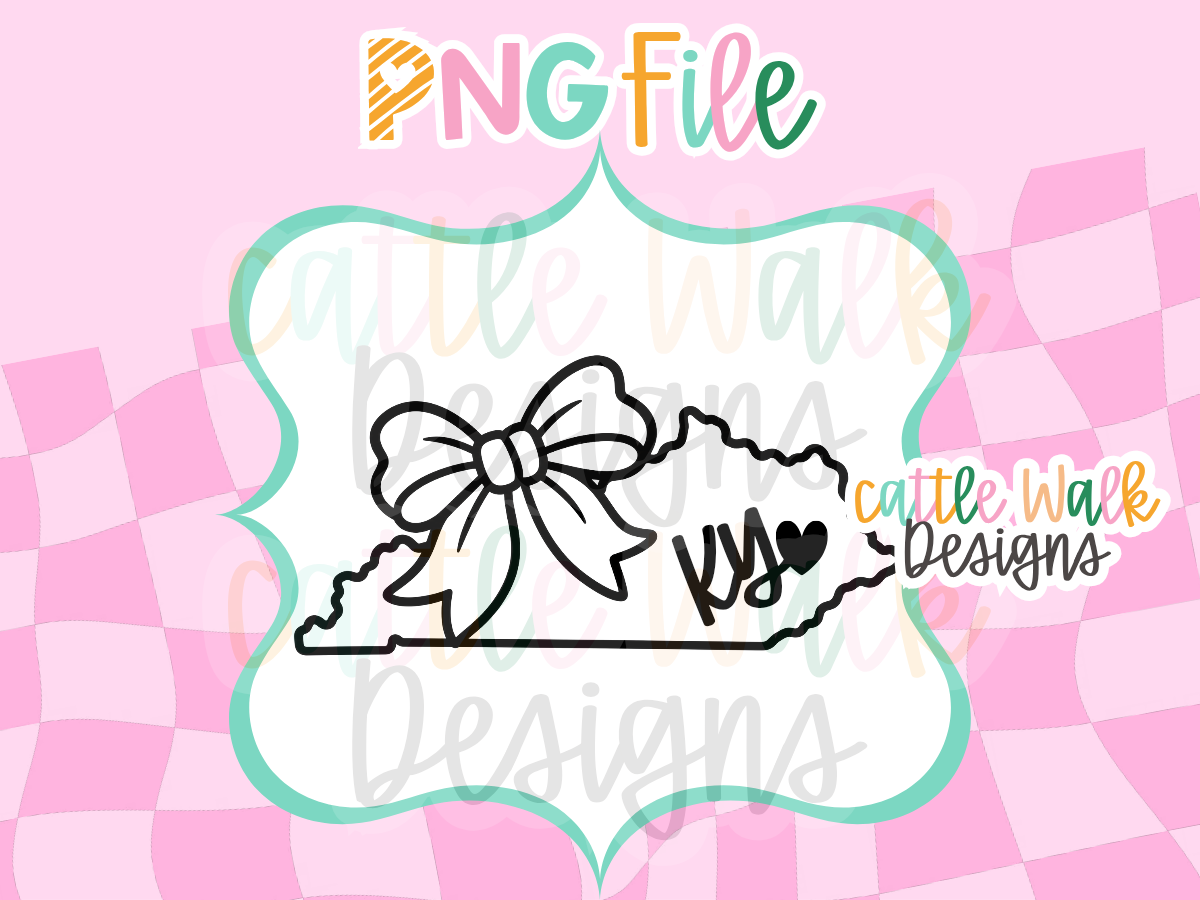 Kentucky State Bow PNG | KY Heart State PNG | Kentucky Freshie Design