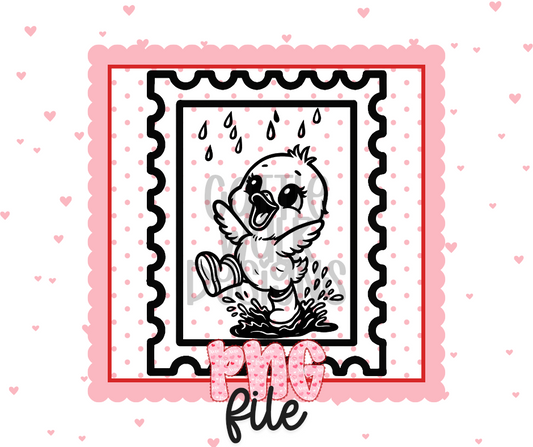 Rainy Day Duck Stamp Frame Black & White PNG – Bold Outline Freshie Design | Digital Download