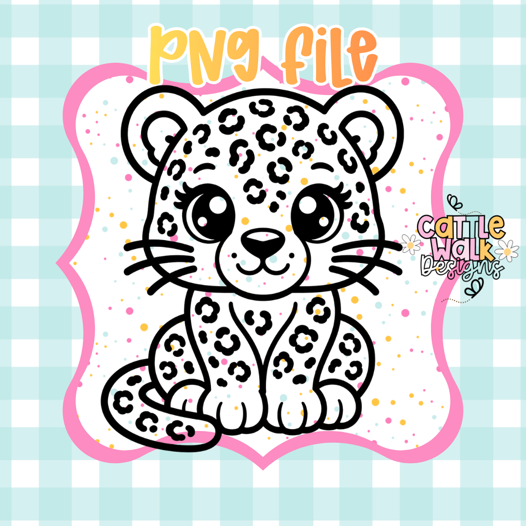 Cute Leopard Cub PNG | Kawaii Leopard PNG | Baby Leopard PNG | Leopard Print PNG | Digital Download