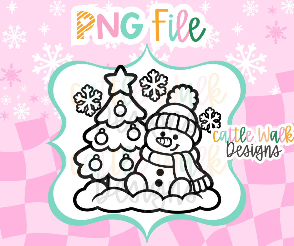 Snowman & Christmas Tree PNG | Cozy Winter Snowman PNG | Christmas Freshie Design | Holiday Freshie Mold PNG | Digital Download