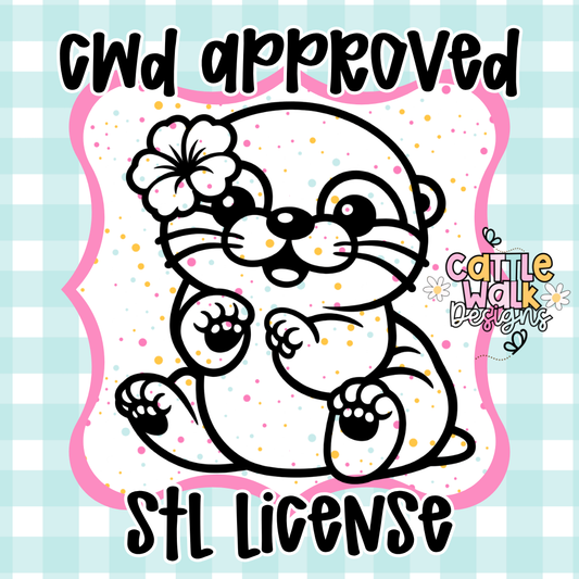 CWD Approved Hibiscus Baby Otter STL License + PNG 🌺🦦 (Commercial Use)