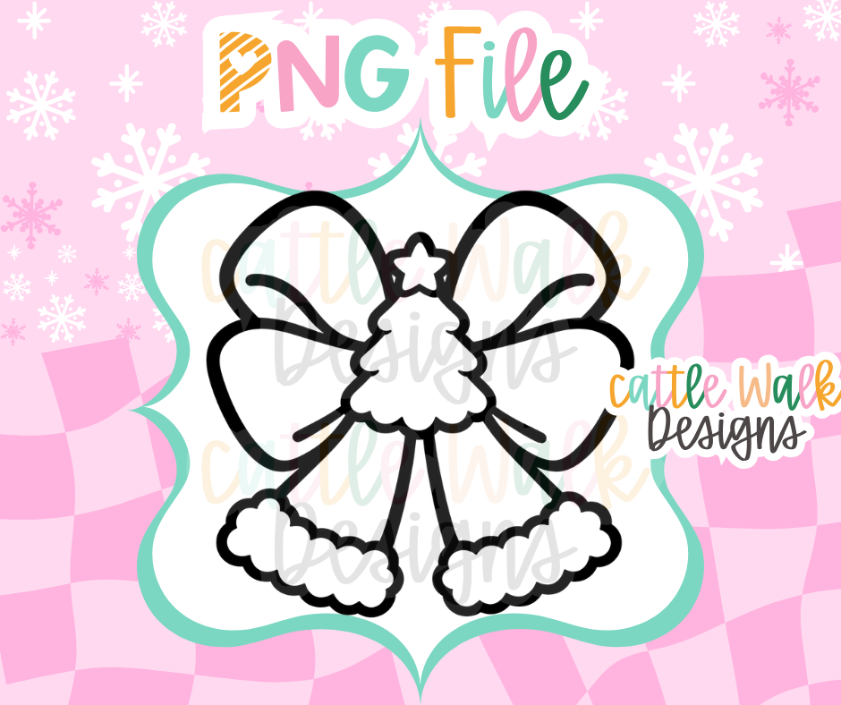 Christmas Tree Bow PNG | Christmas Bow with Fur Trim PNG | Girly Holiday Bow Freshie Design | Christmas Freshie Mold PNG | Digital Download
