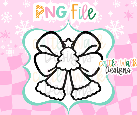 Christmas Tree Bow PNG | Christmas Bow with Fur Trim PNG | Girly Holiday Bow Freshie Design | Christmas Freshie Mold PNG | Digital Download