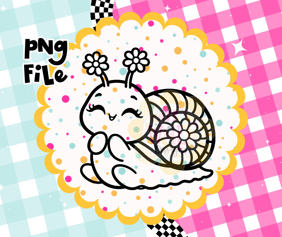 Cute Daisy Snail PNG | Floral Snail Design | Spring Garden PNG | Digital Download