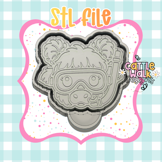 🐮 Scuba Highland Cow STL Mold File | Summer Beach Freshie Mold Housing STL | Digital Download
