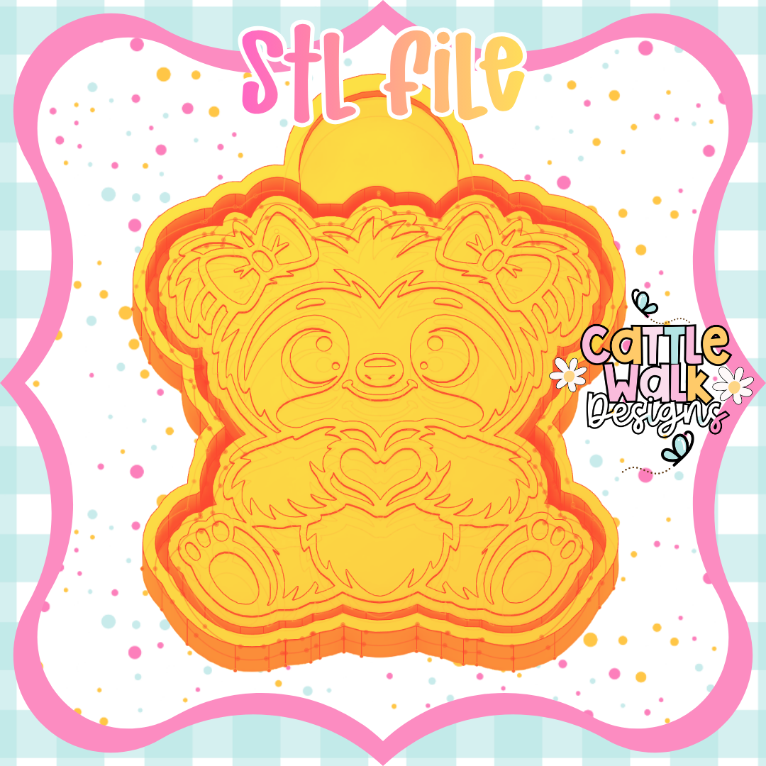 Baby Sloth STL File w/ Heart | Kawaii Sloth Freshie Mold | Cute Animal STL | CWD-Style Bold Outline | 3D Print File