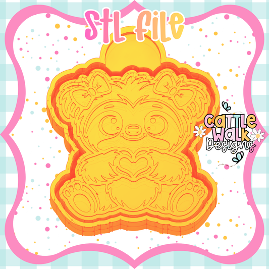 Baby Sloth STL File w/ Heart | Kawaii Sloth Freshie Mold | Cute Animal STL | CWD-Style Bold Outline | 3D Print File