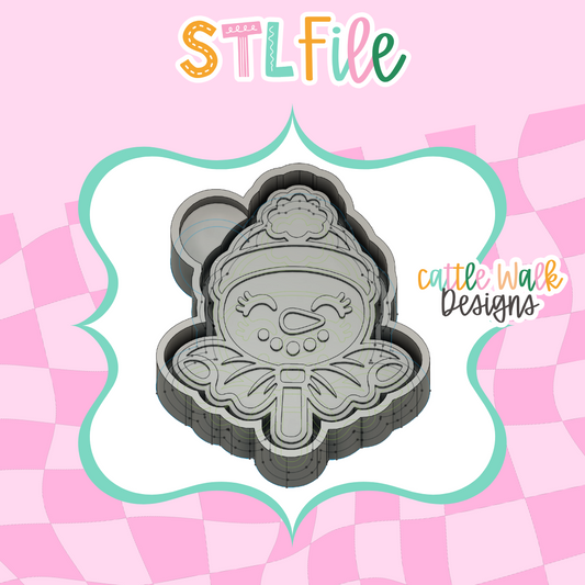 Snowman Bow Lollipop STL File | Christmas Freshie Mold Housing | 3D Print Digital Download