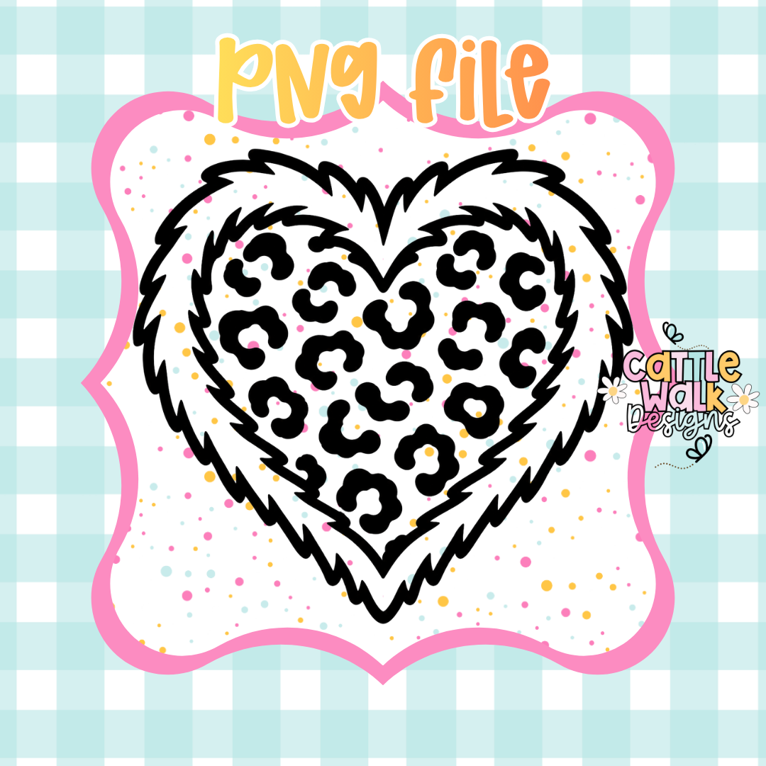 Fuzzy Leopard Heart PNG | Whimsical Leopard Print Heart Digital Download | Commercial Use