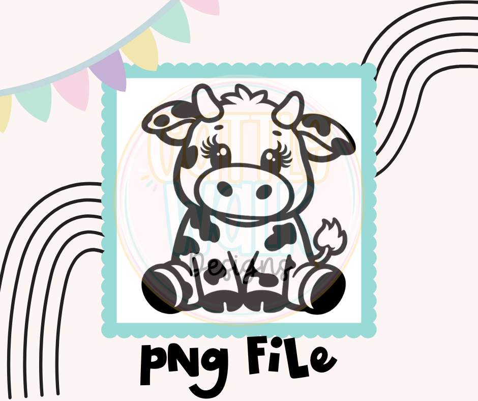 Cute Baby Cow PNG | Highland Cow Style | Digital Download