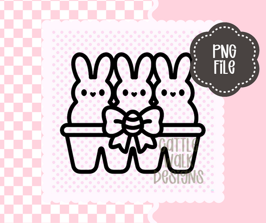 Bunny Peeps Egg Carton with Bow – Cute Easter PNG | Cattle Walk Designs