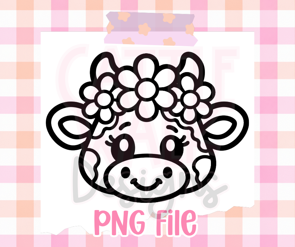 Daisy Cow PNG | Cute Floral Cow Face Digital Design