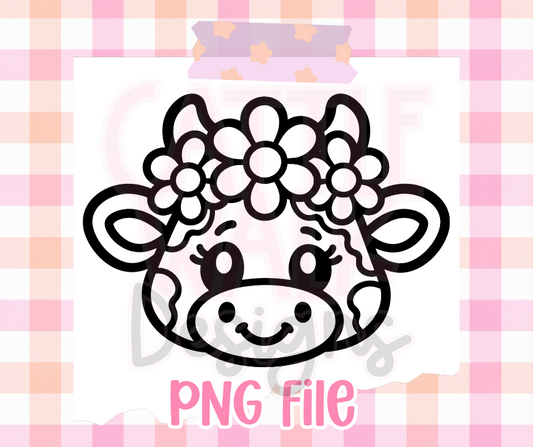 Daisy Cow PNG | Cute Floral Cow Face Digital Design