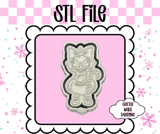 Candy Cane Duck STL File – Coquette Christmas Freshie Mold for 3D Printing | Cute Holiday Duck with Bow Design | Cattle Walk Designs